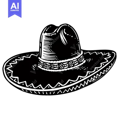 Popular premium asset: Black and White Illustration of a Sombrero