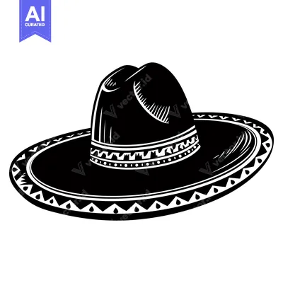 Popular premium asset: Black and White Illustration of a Sombrero with Detailed Embellishment