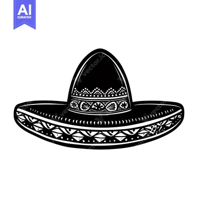Aset premium populer: Black and White Illustration of a Traditional Sombrero