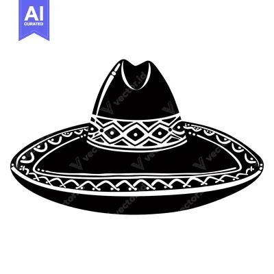 Premium design asset: Black and White Illustration of a Sombrero Hat