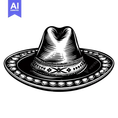 Popular premium asset: Black and White Illustration of a Mexican Sombrero Hat