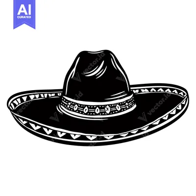 Black and White Illustration of a Sombrero