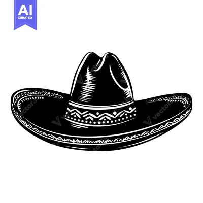 Popular premium asset: Black and White Illustration of a Sombrero Hat