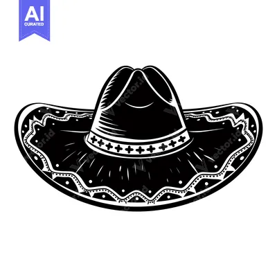 Black and White Illustration of a Sombrero