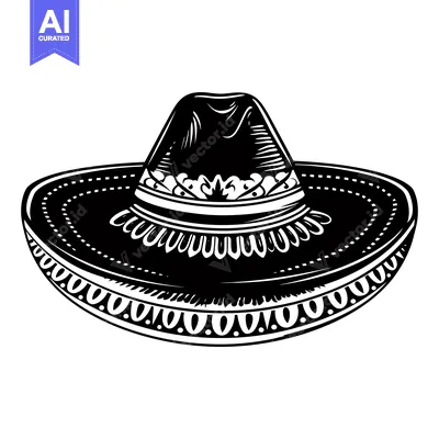 Popular premium asset: Black and White Illustration of a Sombrero Hat