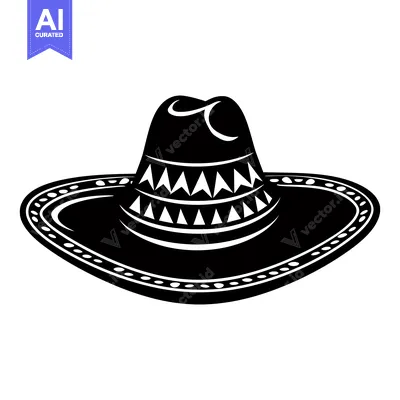 Aset premium populer: Black and White Illustration of a Sombrero Hat