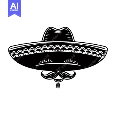 Popular premium asset: Black and White Silhouette of a Sombrero and Mustache
