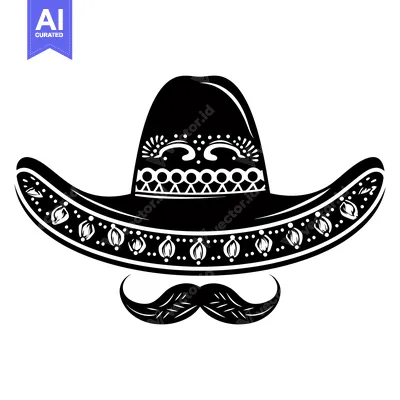 Aset premium populer: Black and White Sombrero with Mustache