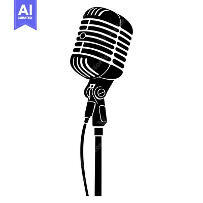 Aset premium populer: Retro Microphone on a Stand with a Cable