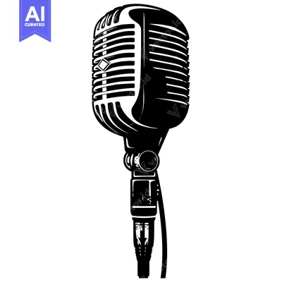 Aset premium populer: Vintage Retro Microphone with Grille and Stand