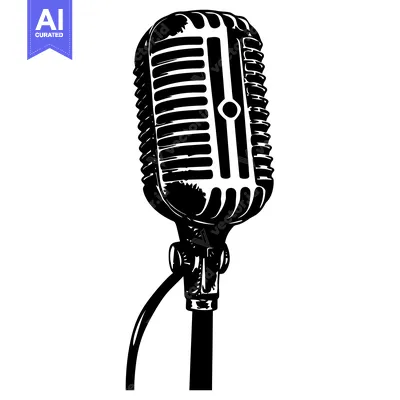 A Black and White Illustration of a Vintage Microphone
