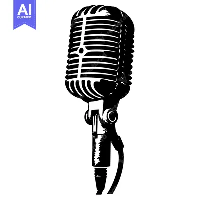 Aset premium populer: Black and White Silhouette of a Vintage Microphone