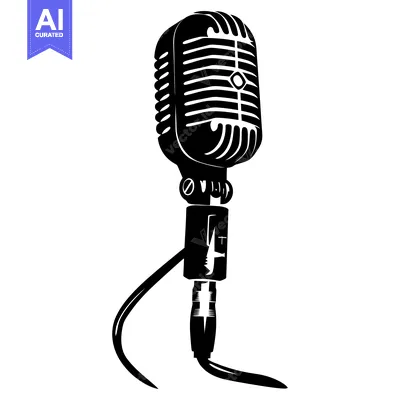 Premium design asset: Vintage Retro Microphone with Cable and Plug