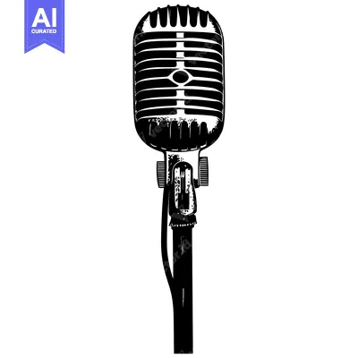 Popular premium asset: Vintage Microphone with Stand in Black and White