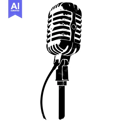 Aset desain premium: Vintage Microphone with a Stand and a Cable