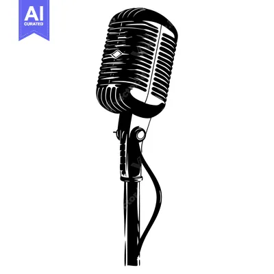 Popular premium asset: A vintage microphone with a stand on a white background.