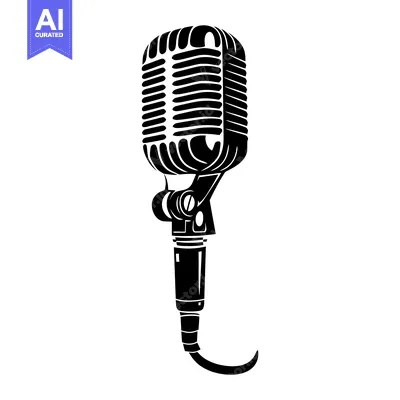 Popular premium asset: Black and White Silhouette of a Vintage Microphone
