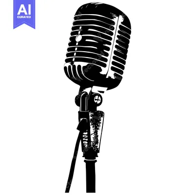 Black and White Vintage Microphone on Stand
