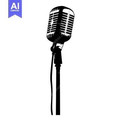 Aset premium populer: Vintage Microphone on Stand in Silhouette