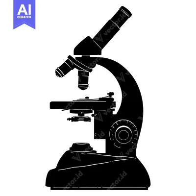 Aset desain premium: Black and White Silhouette of a Microscope