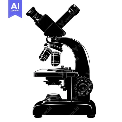 Black and White Silhouette of a Microscope