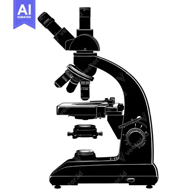 Black and White Silhouette of a Microscope