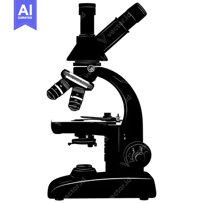 Aset desain premium: Black and White Silhouette of a Microscope