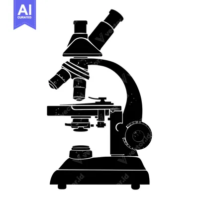 Aset premium populer: Black Silhouette of a Compound Microscope