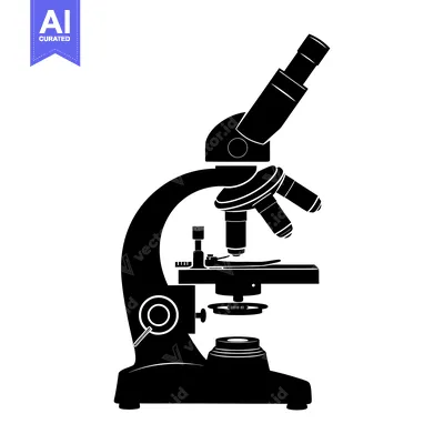 Aset desain premium: Black and White Silhouette of a Microscope