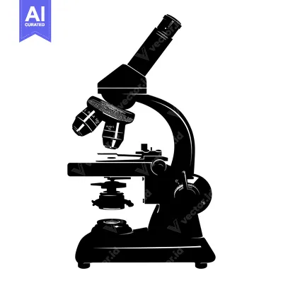 Aset desain premium: Black and White Silhouette of a Microscope