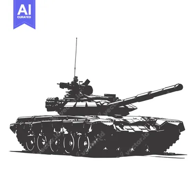 Aset desain premium: A Silhouette of a Powerful Military Tank
