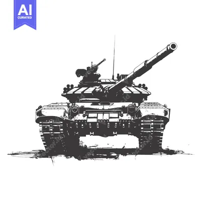 Aset premium populer: A Black and White Silhouette Illustration of a Tank