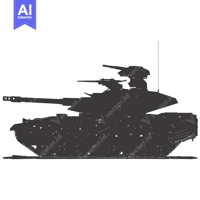 Premium design asset: Silhouette of a Modern Military Tank with a Large Cannon