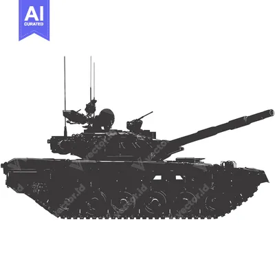Aset premium populer: Silhouette of a Military Tank with a Long Barrel