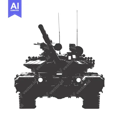 Popular premium asset: Silhouette of a Military Tank with a Large Gun Facing Forward