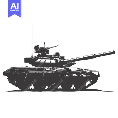 Aset premium populer: Silhouette of a Soviet T-72 Battle Tank