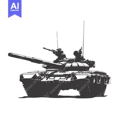 Black and White Silhouette of a Tank