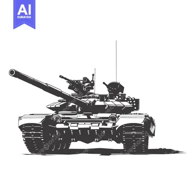 Popular premium asset: A black and white silhouette of a military tank