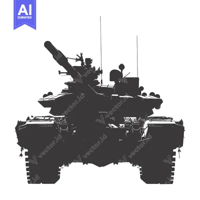 Aset desain premium: Silhouette of a Military Tank