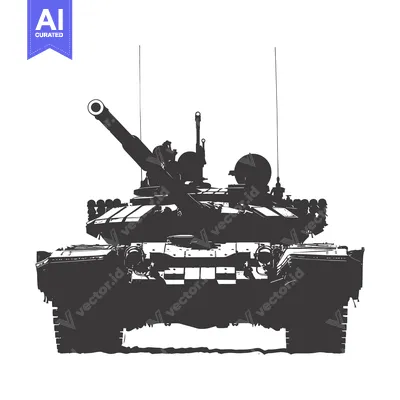 Aset premium populer: Front View Silhouette of a Military Tank