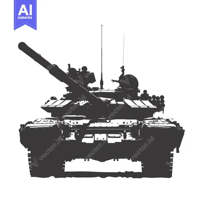 Popular premium asset: Silhouette of a Soviet T-72 Tank with Cannon Pointed Forward
