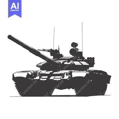 Aset premium populer: A Silhouetted Black and White Illustration of a Tank
