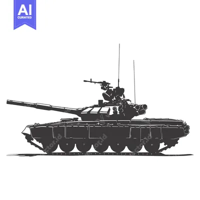 Aset desain premium: A Silhouette of a Military Tank with a Large Gun Barrel