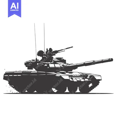 Aset premium populer: A Black and White Silhouette of a Tank