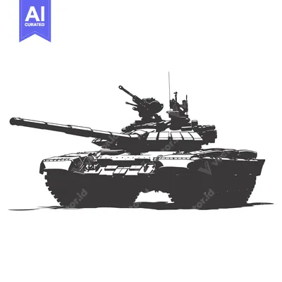 Aset desain premium: A Silhouetted Tank with a Large Gun Barrel and Multiple Turrets