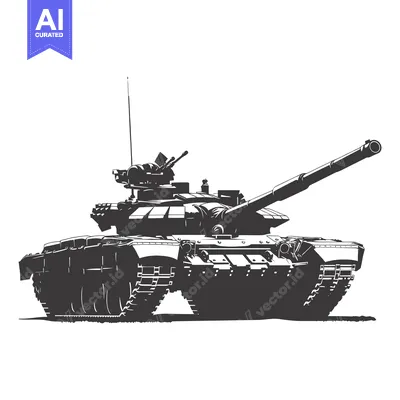 Premium design asset: A Silhouette of a Powerful Military Tank