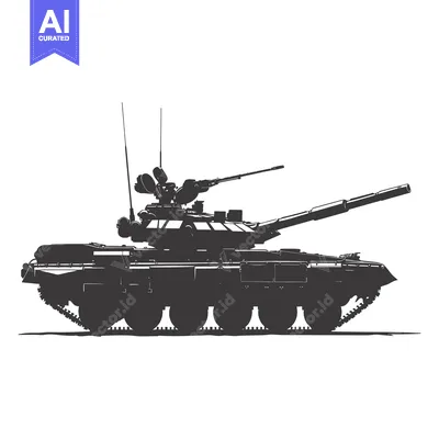 Aset premium populer: Silhouette of a Military Tank with a Long Cannon