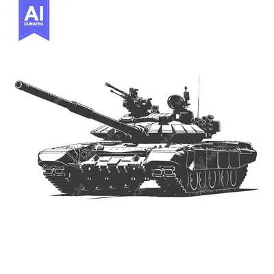 Aset desain premium: Silhouette of a Russian T-72 Main Battle Tank
