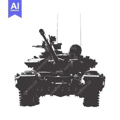 Popular premium asset: Silhouette of a Tank with a Large Gun and Tracks