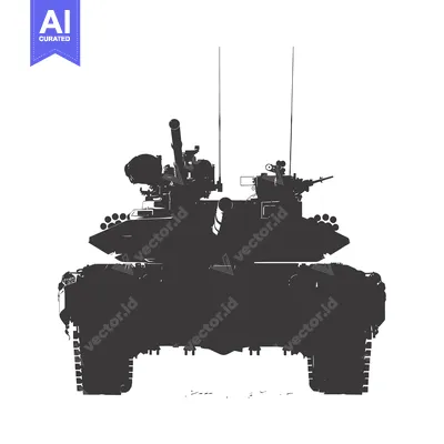 Premium design asset: Black and White Silhouette of a Modern Military Tank